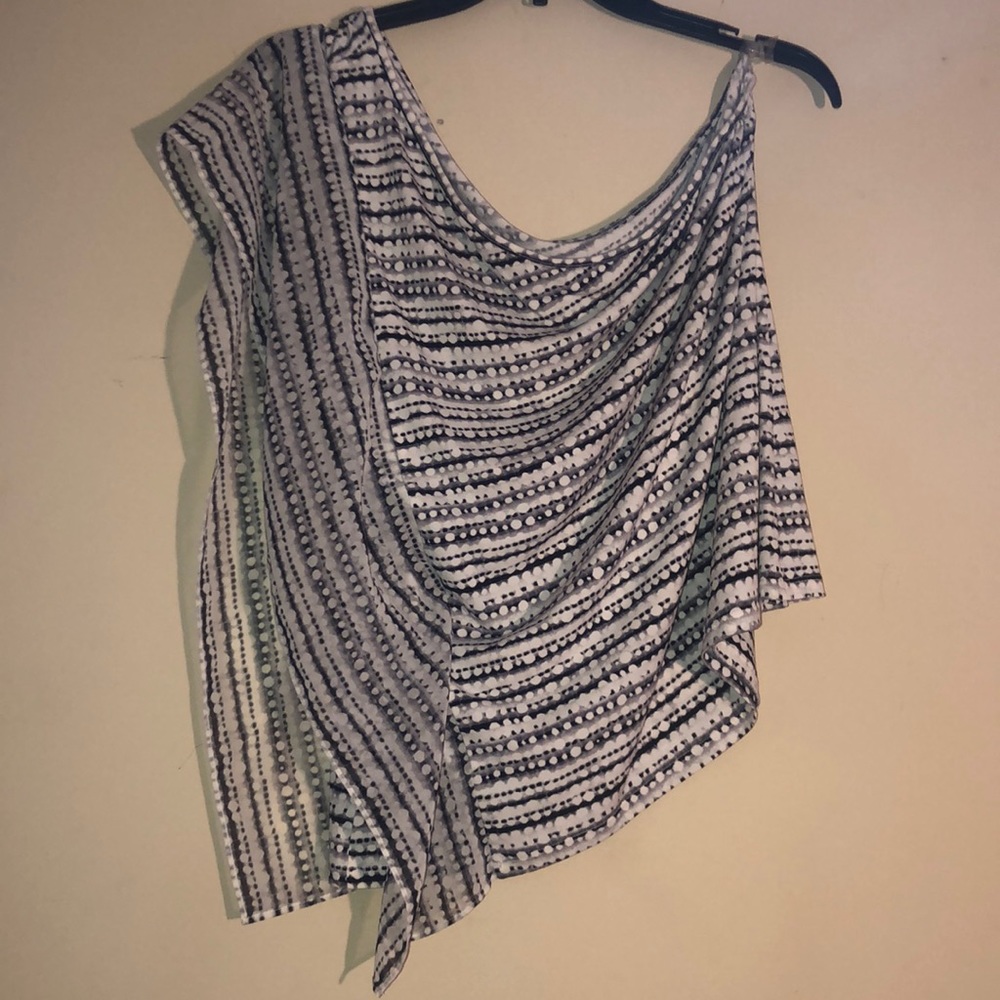 One Shoulder Flirty Patterned Shirt